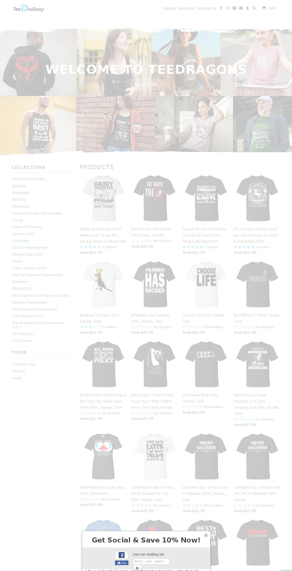 teedragons.com shopify website screenshot