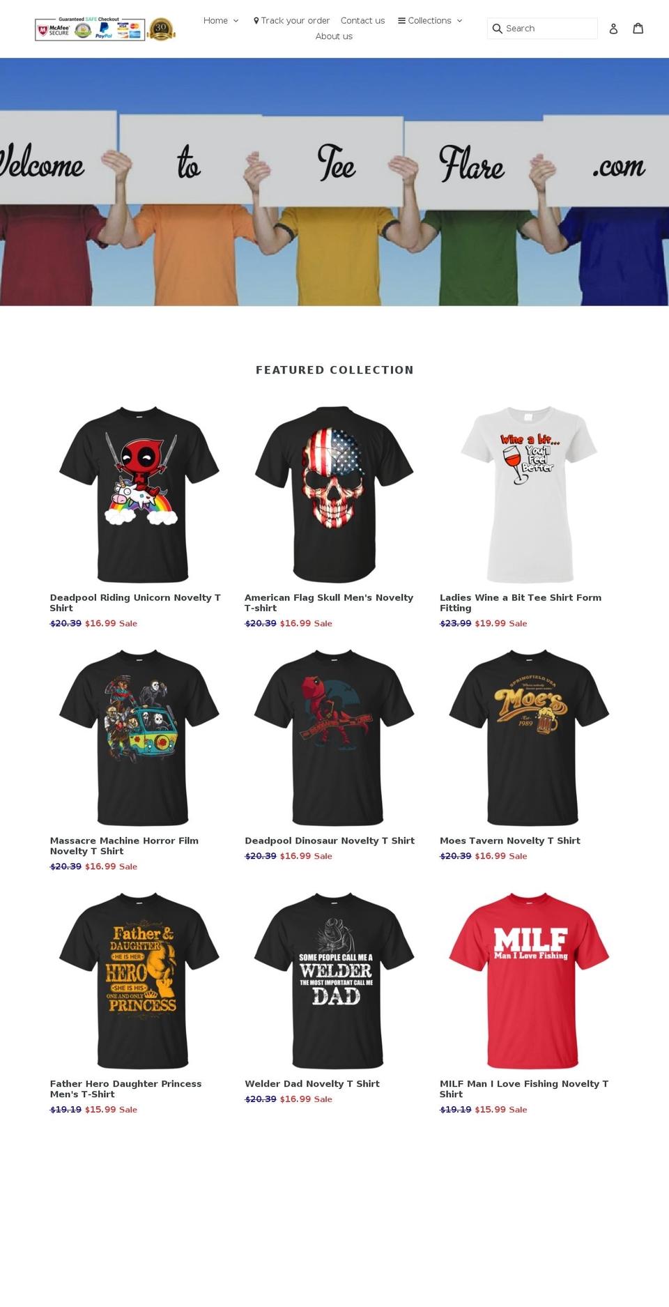 teeflare.com shopify website screenshot