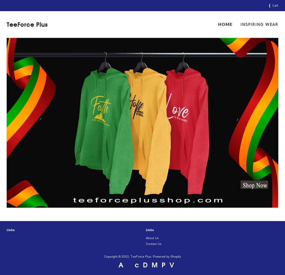 teeforceplusshop.com shopify website screenshot