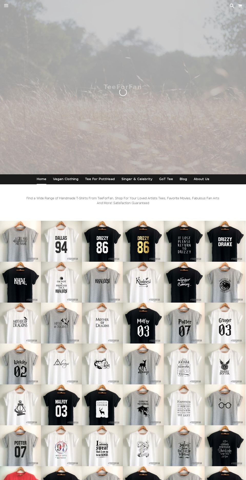 teeforfan.com shopify website screenshot