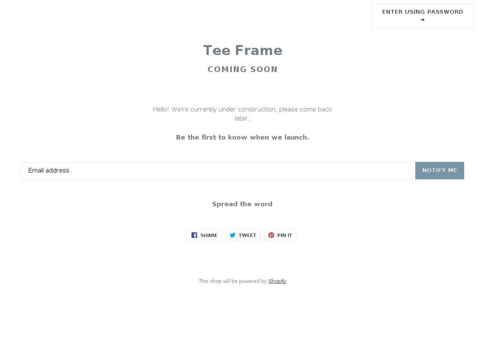 teeframe.com shopify website screenshot