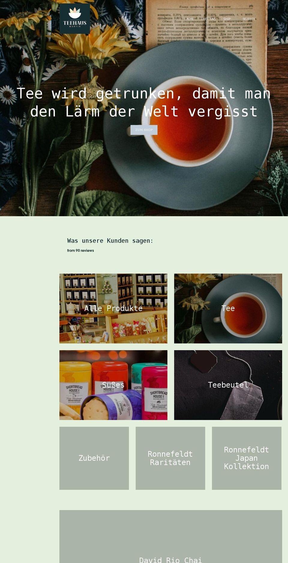 neue CI Shopify theme site example teehaus-martin.de