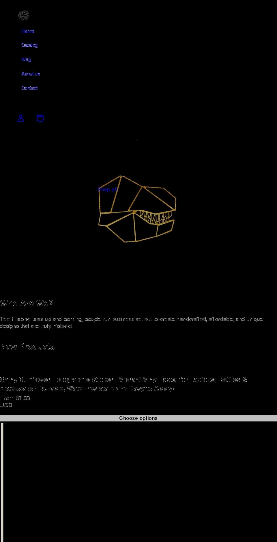 teehistoric.com shopify website screenshot
