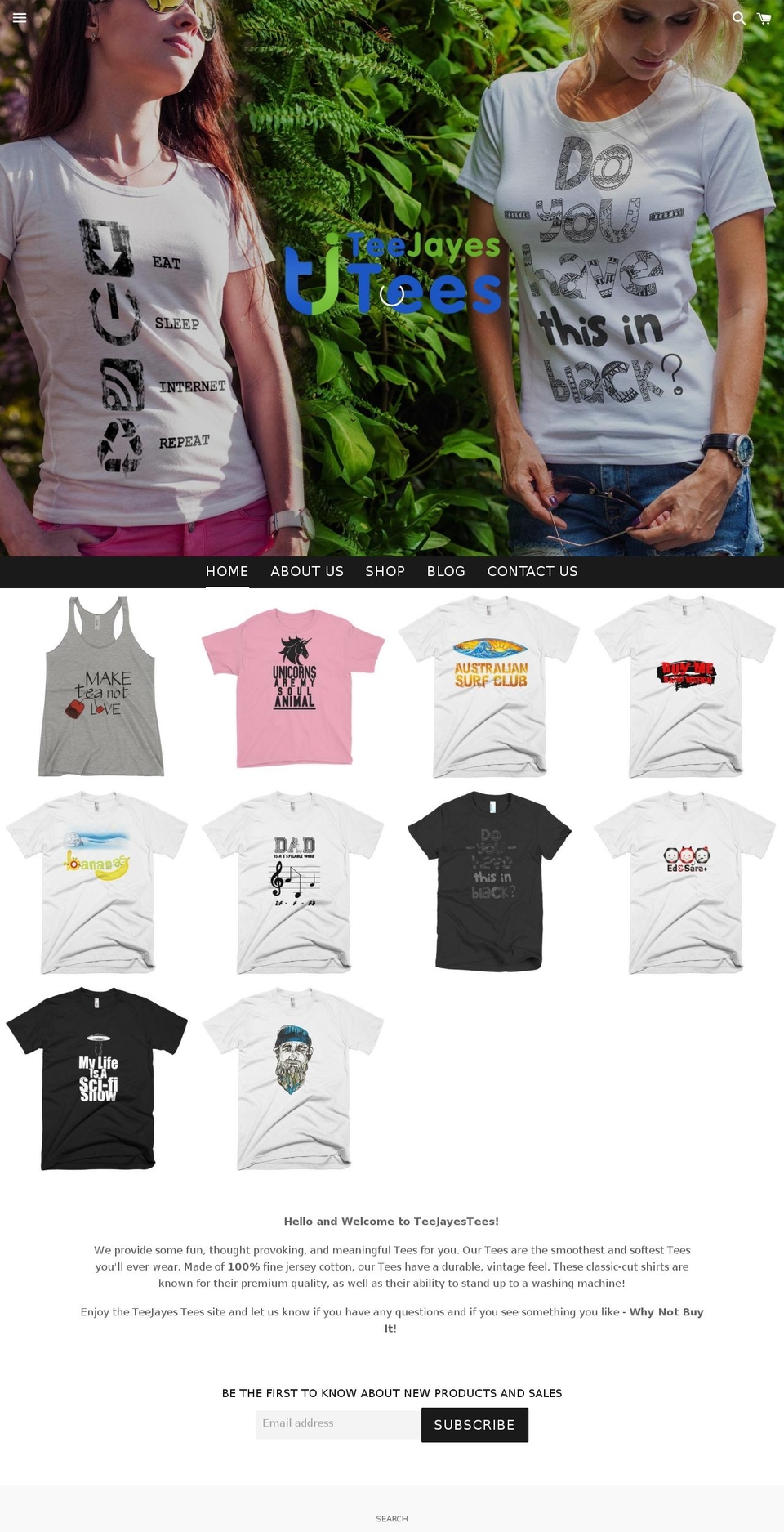 teejayestees.com — Shopify storefront screenshot
