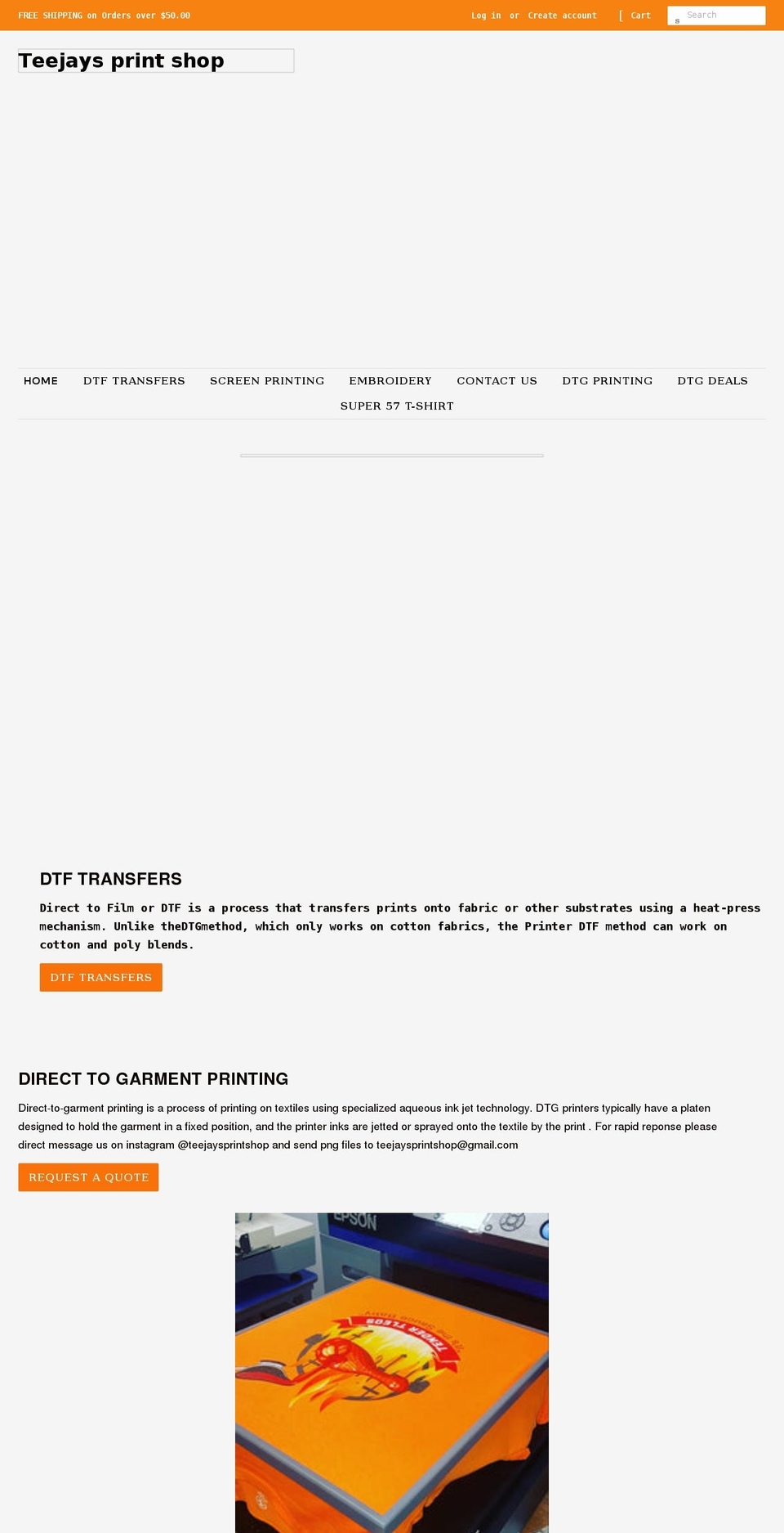 teejaysprintshop.com shopify website screenshot