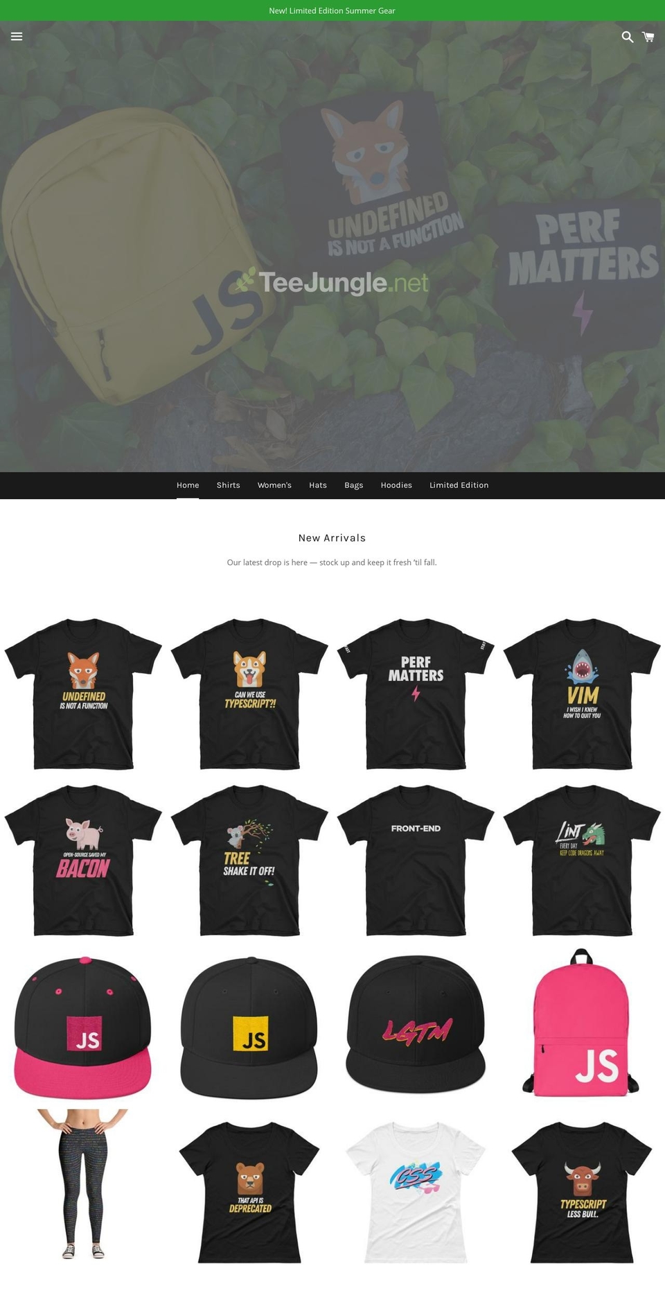 teejungle.net shopify website screenshot