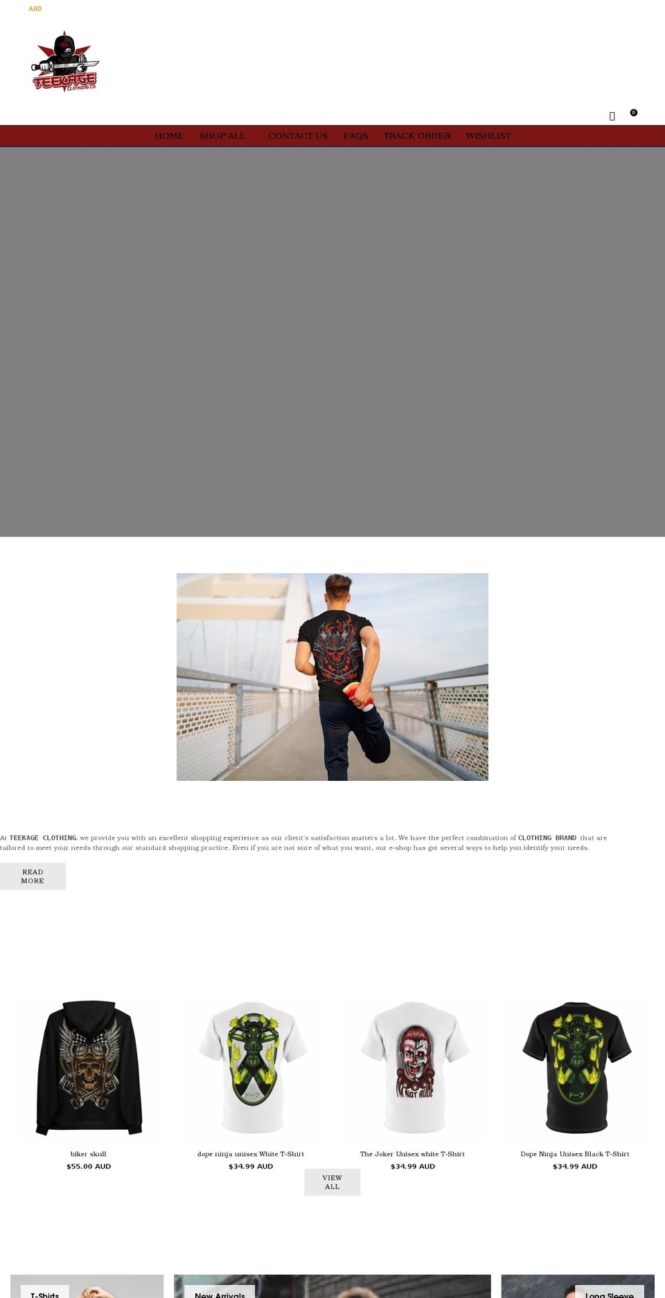 teekageclothing.com shopify website screenshot