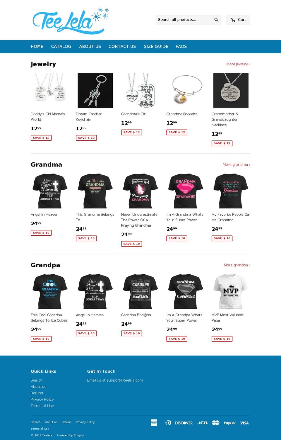 teelela.com shopify website screenshot