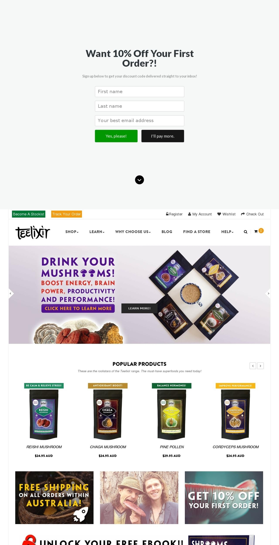 teelixir.com shopify website screenshot
