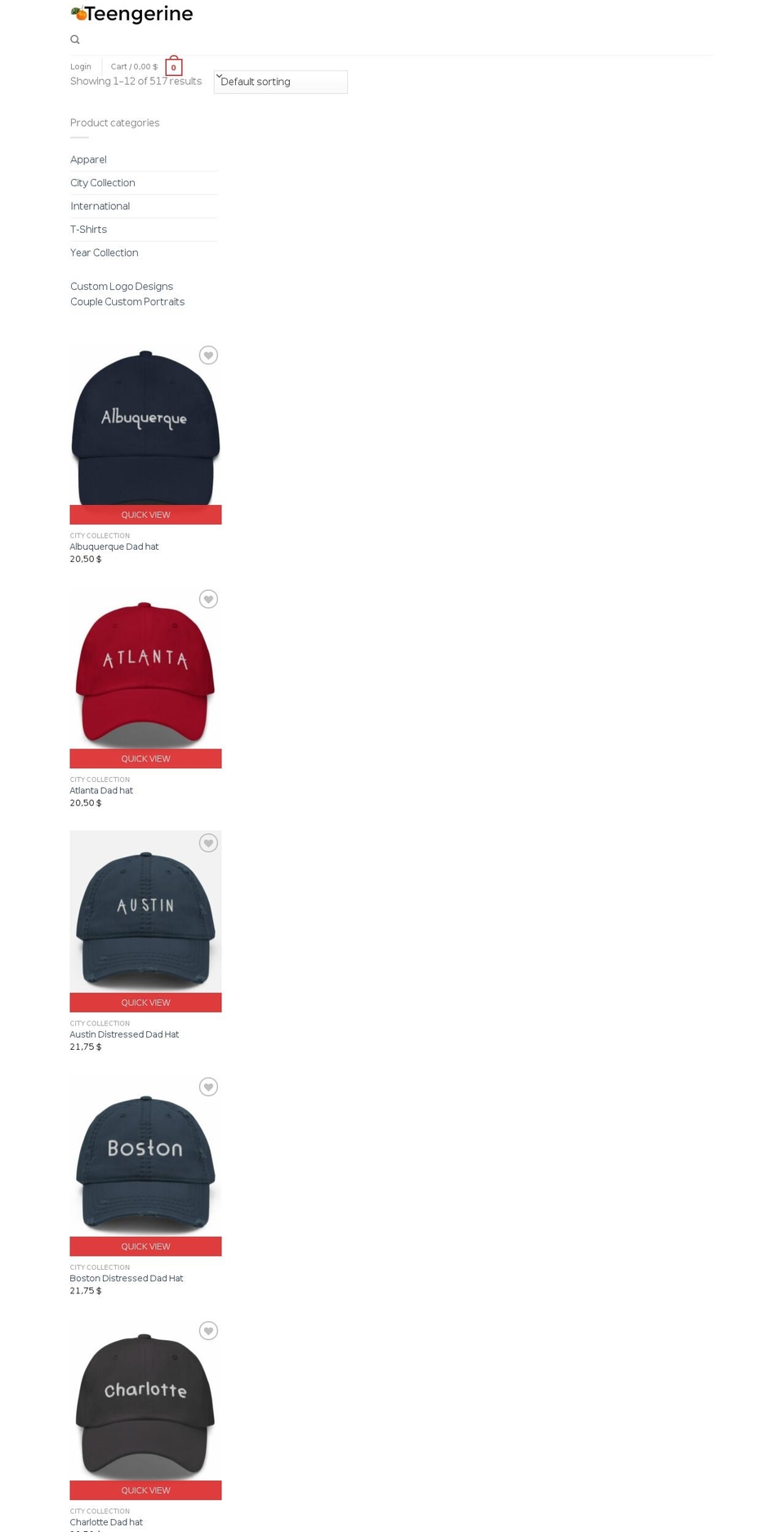 teengerine.com — Shopify storefront screenshot