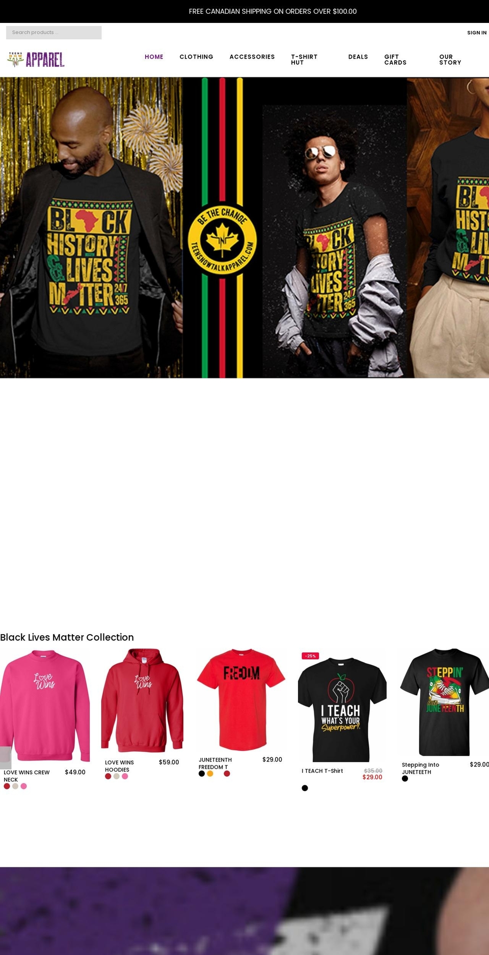 teensnowtalkapparel.com shopify website screenshot