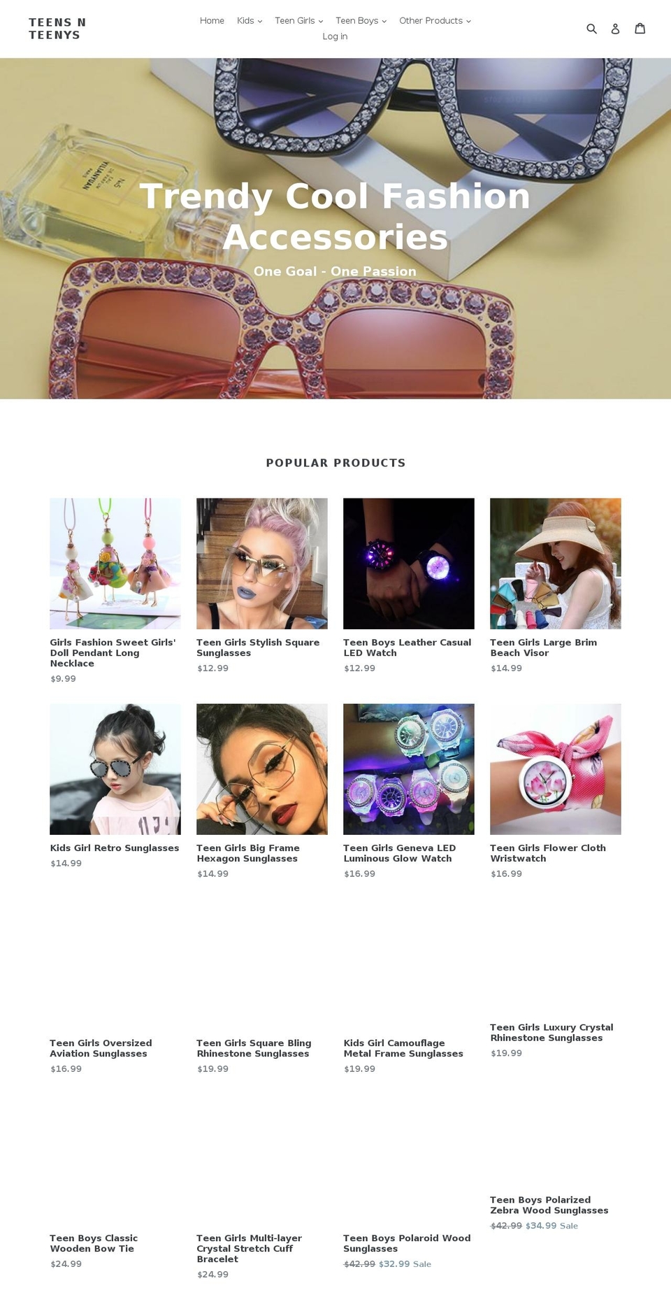 teensnteenys.com — Shopify storefront screenshot