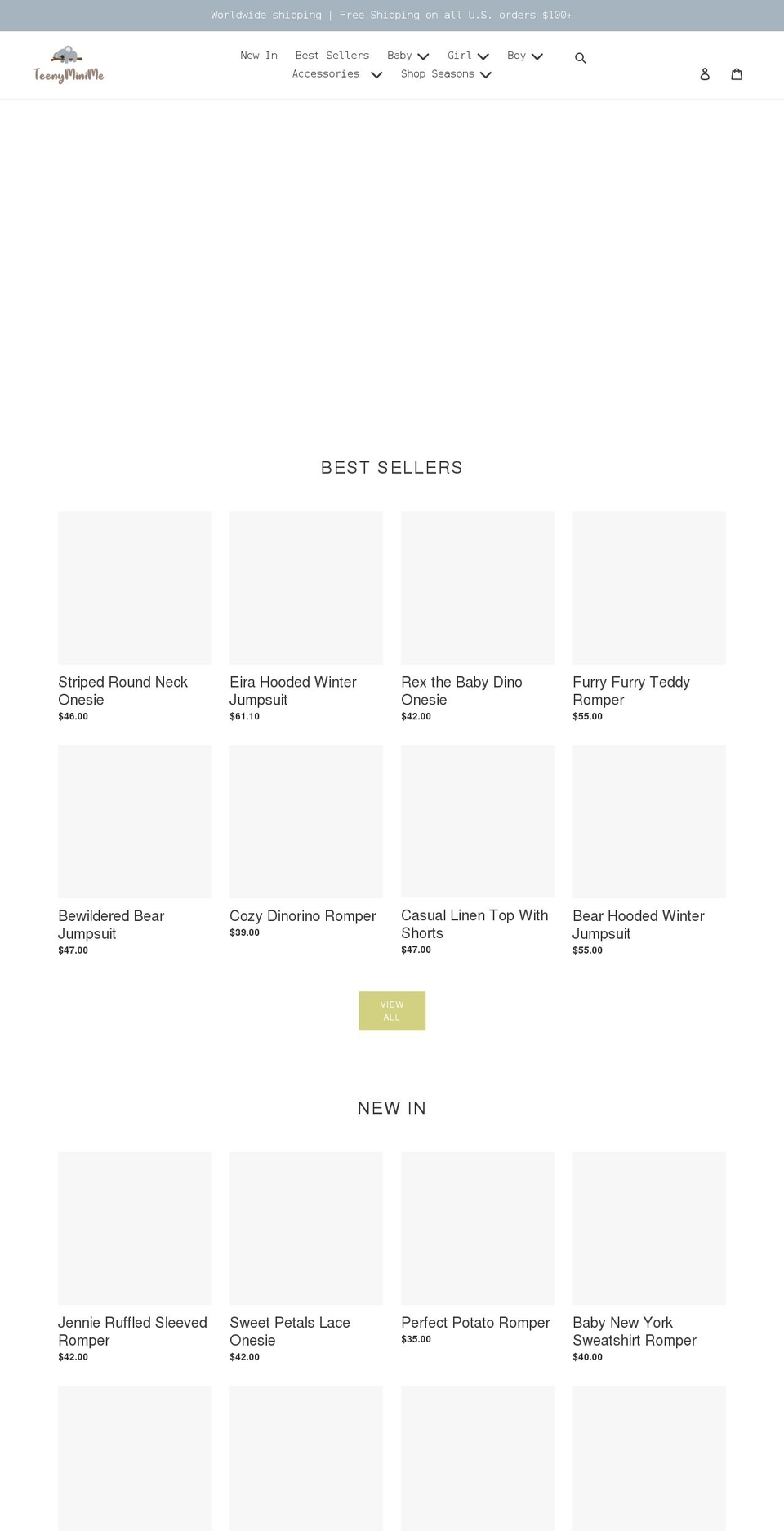 teenyminime.com shopify website screenshot