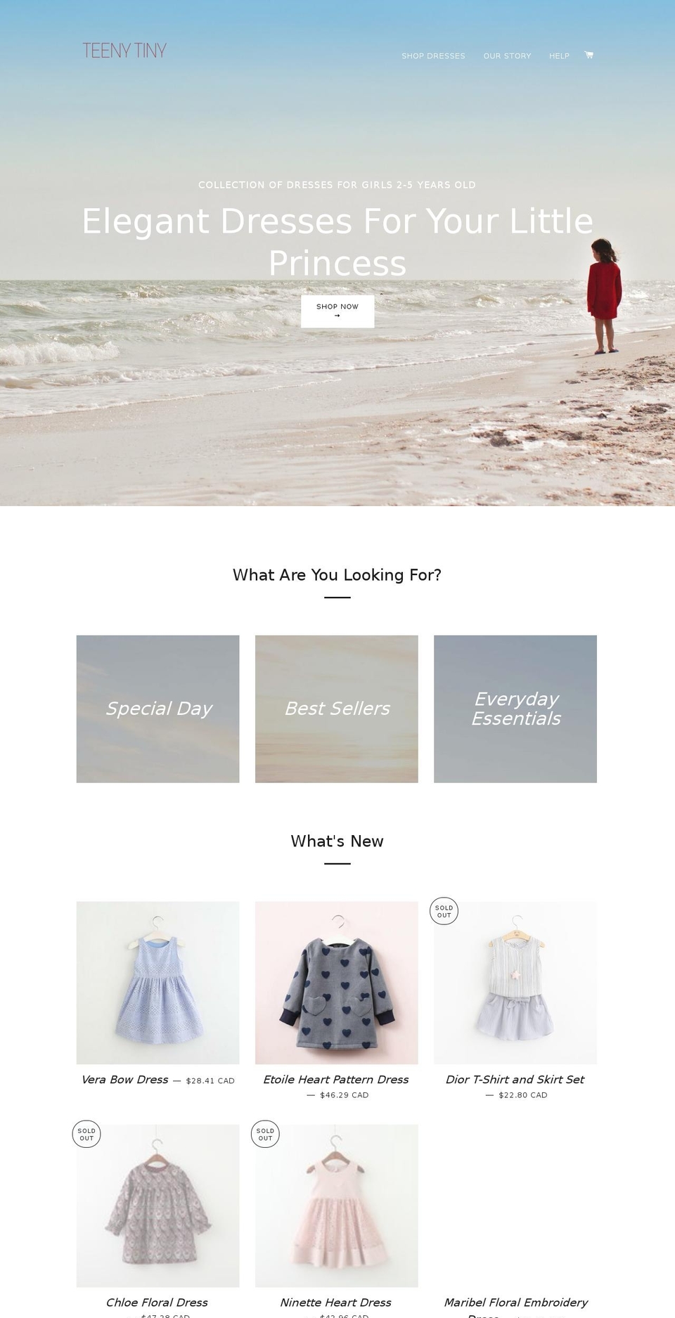 teenytinydress.com — Shopify storefront screenshot