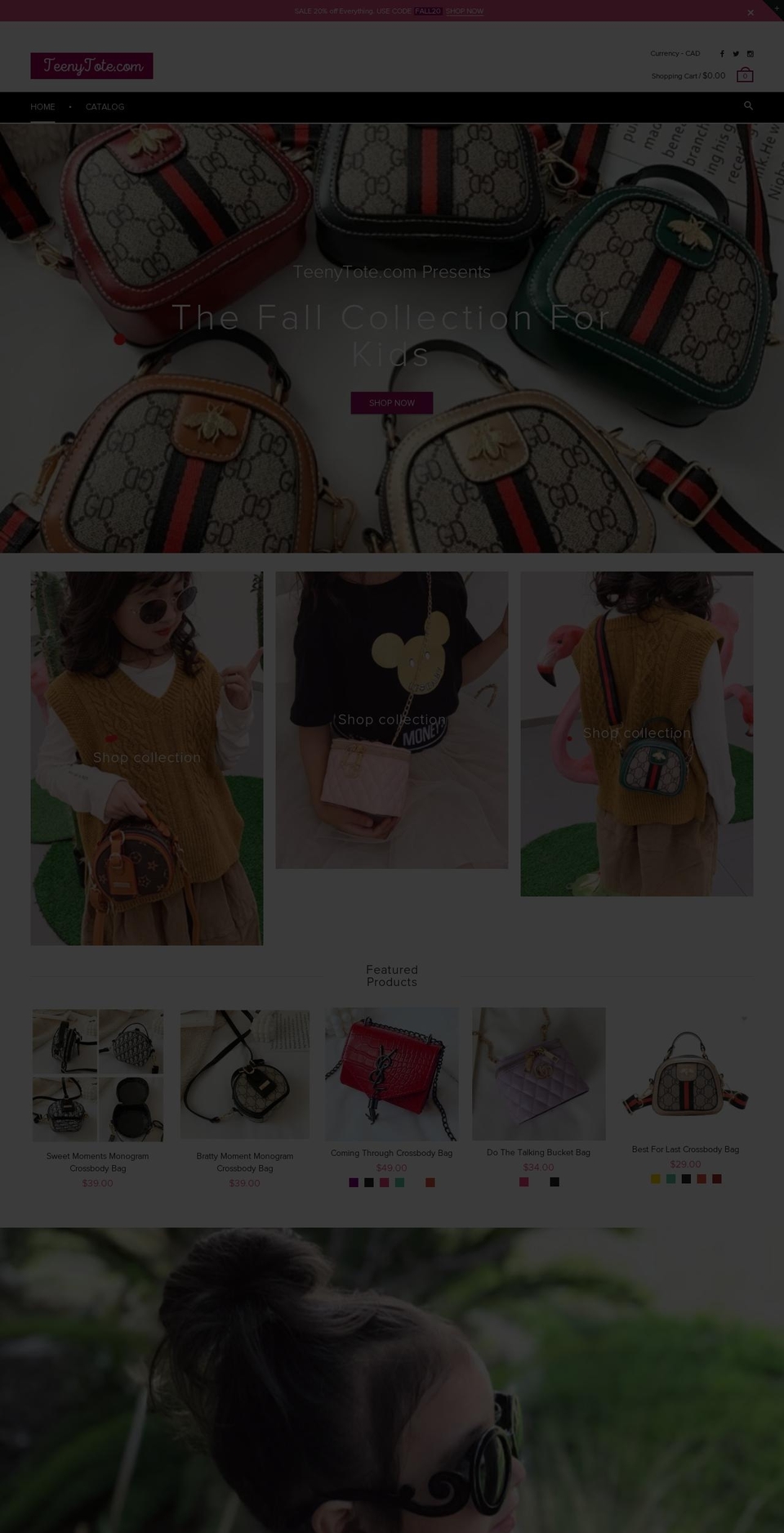 material Shopify theme site example teenytote.com