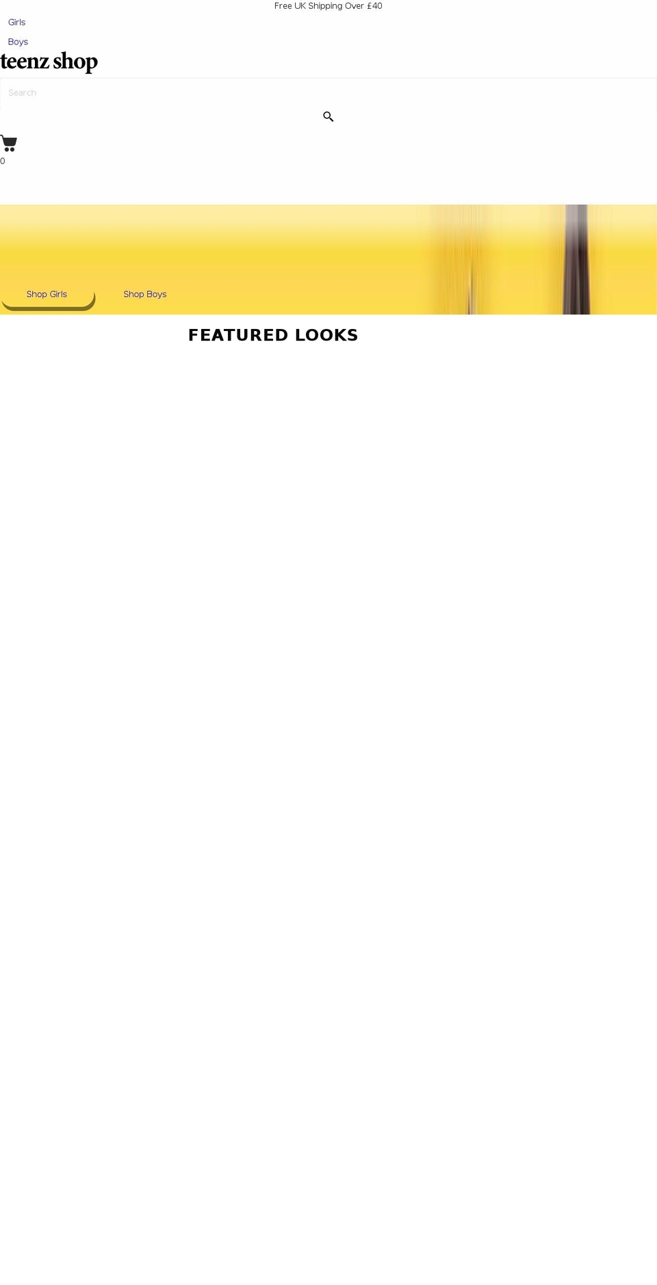 teenzshop.co.uk shopify website screenshot
