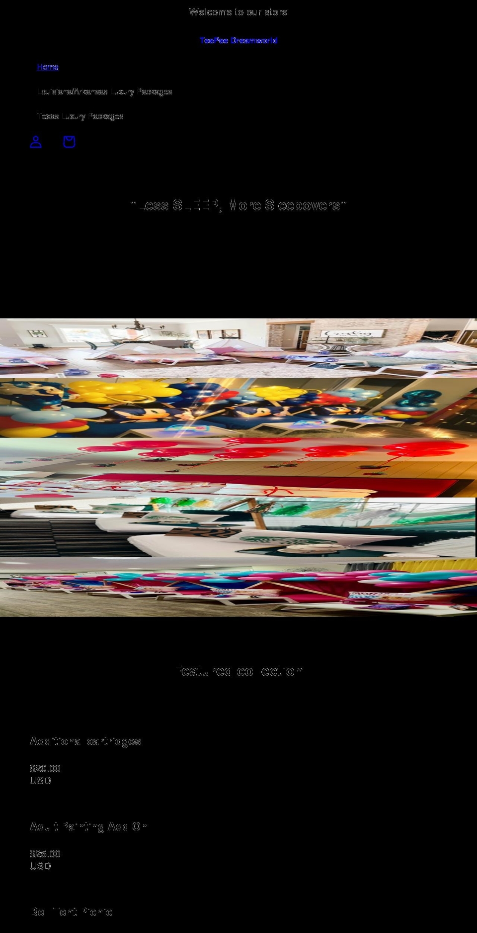 teepee-dreamworld.com shopify website screenshot