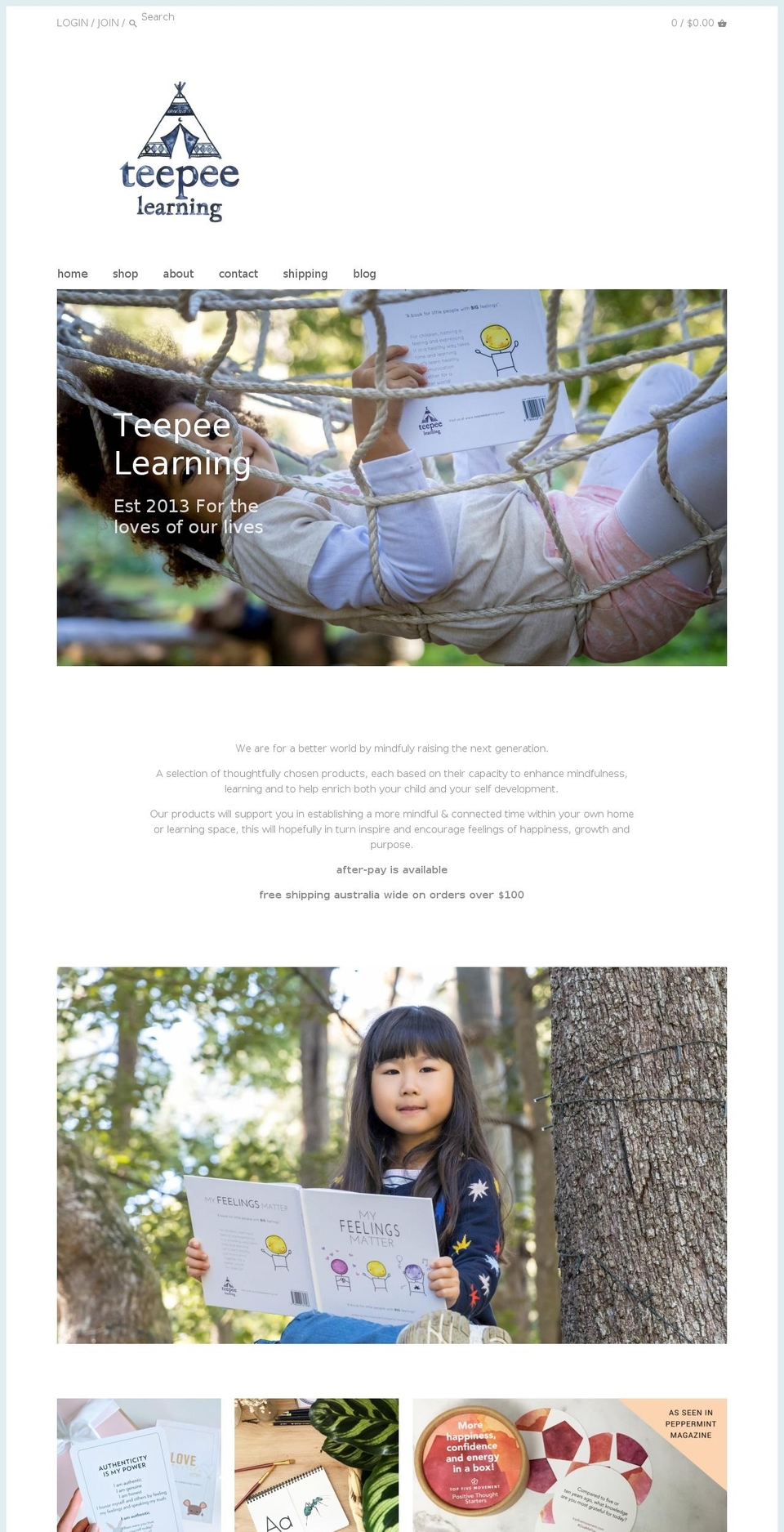 teepeelearning.com — Shopify storefront screenshot