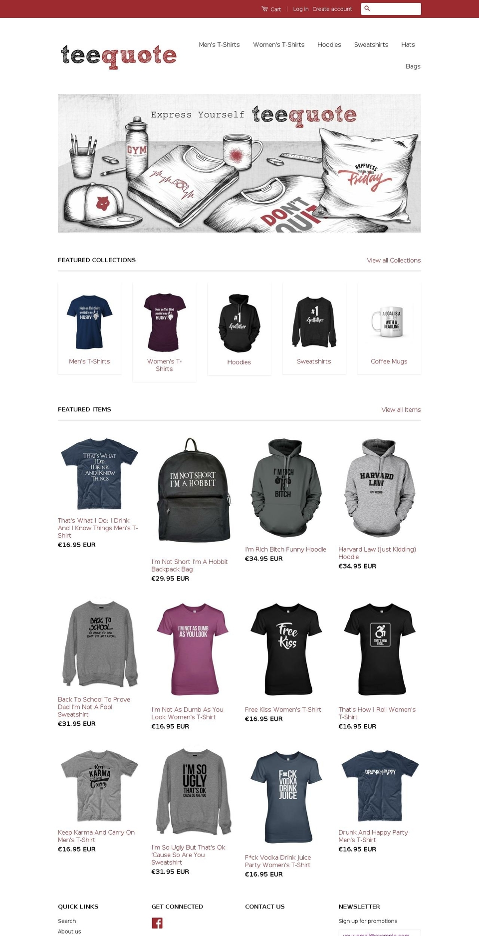teequote.net shopify website screenshot