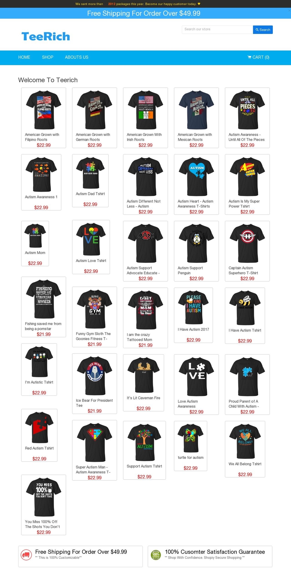 teerich.com shopify website screenshot