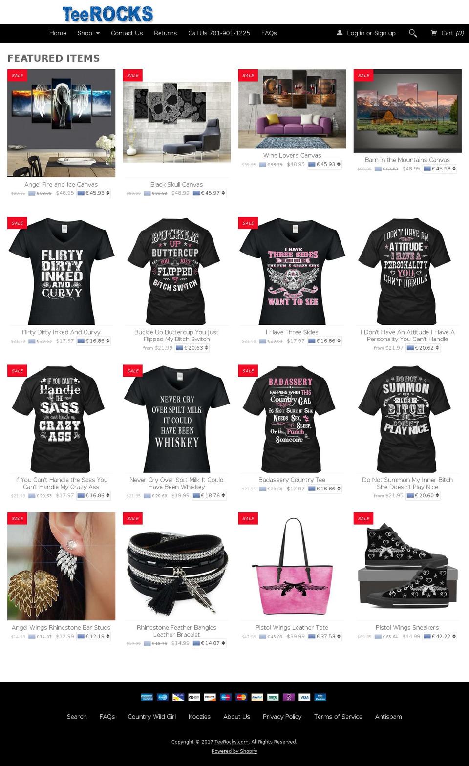teerocks.com shopify website screenshot