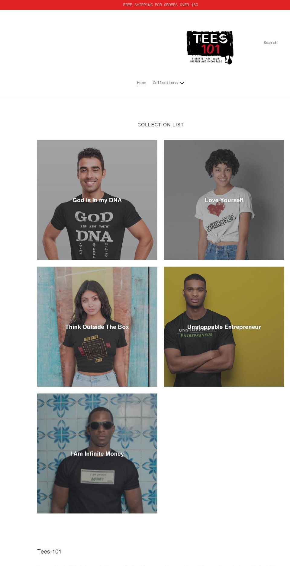 tees-101.com shopify website screenshot