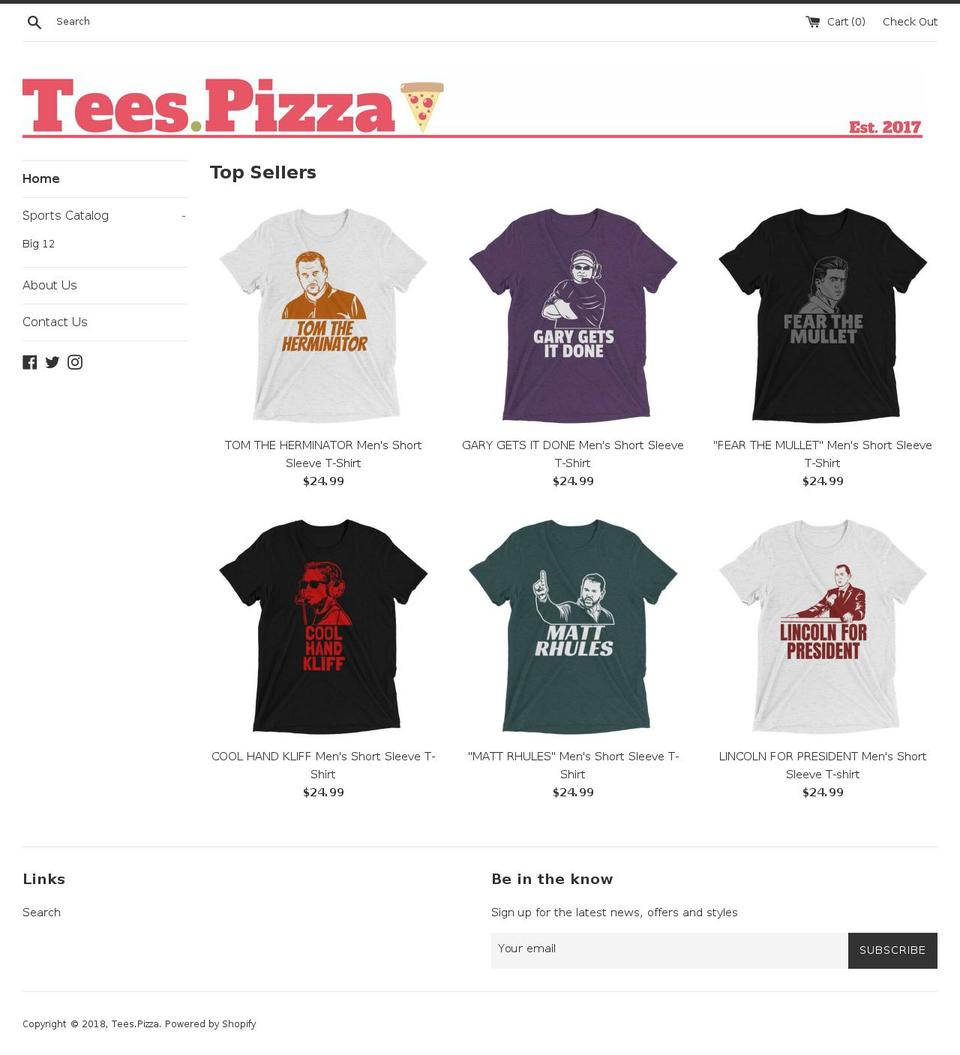 tees.pizza shopify website screenshot