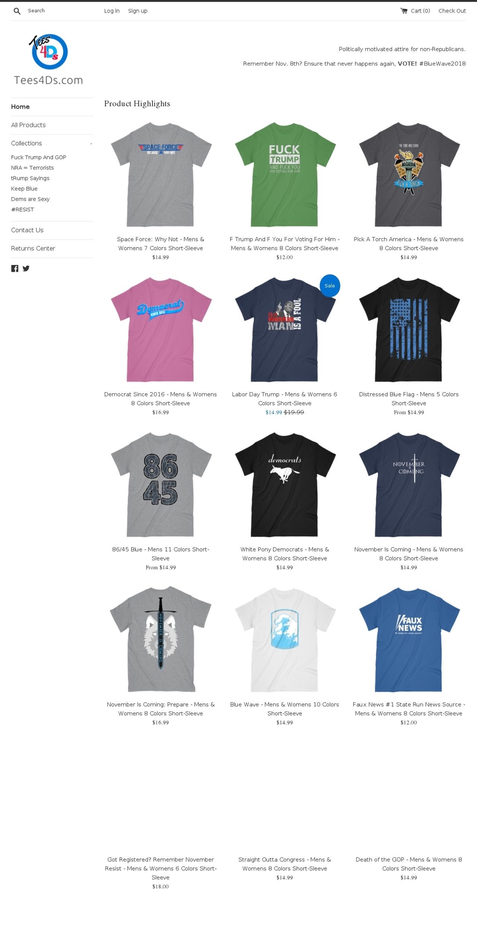 tees4ds.com — Shopify storefront screenshot