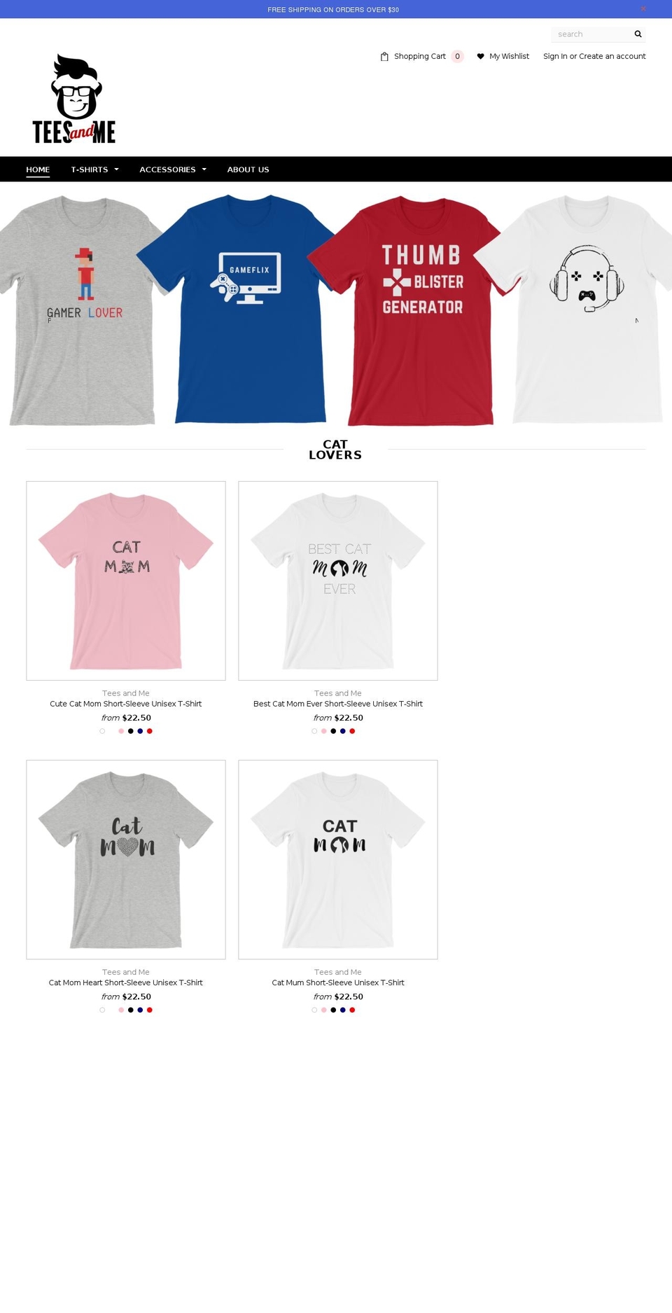 teesandme.com — Shopify storefront screenshot