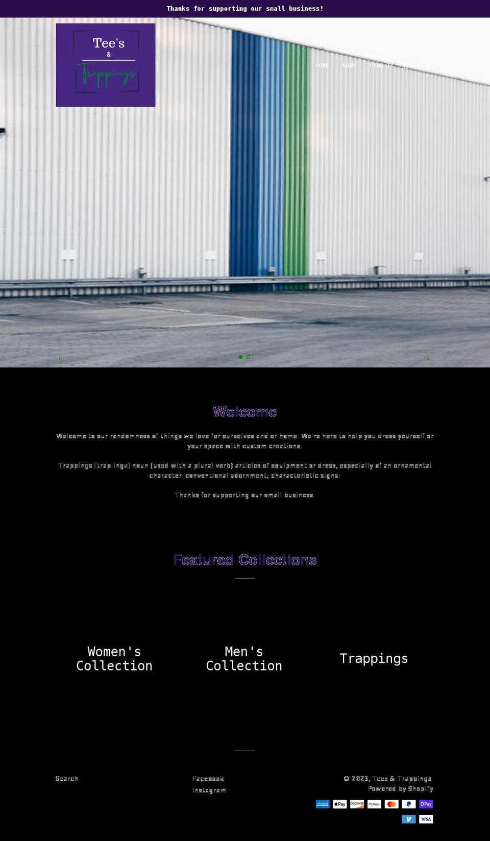 teesandtrappings.com shopify website screenshot