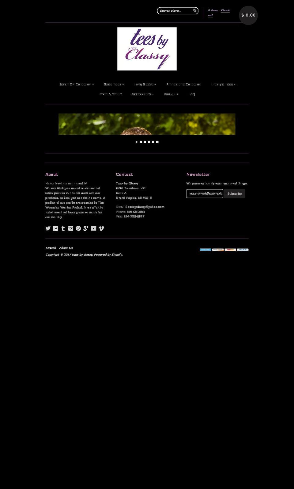 teesbyclassy.com shopify website screenshot