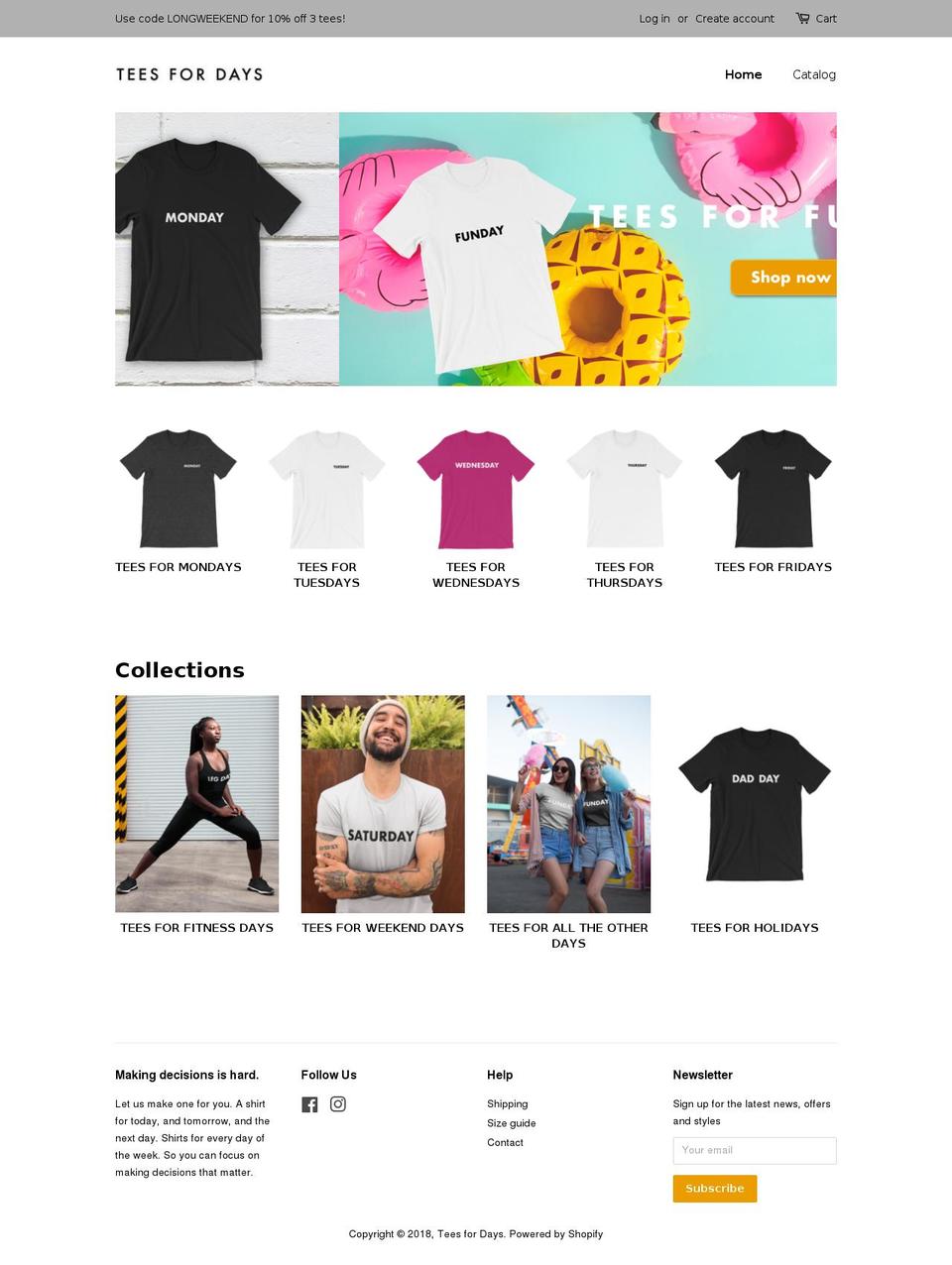 teesfordays.com — Shopify storefront screenshot