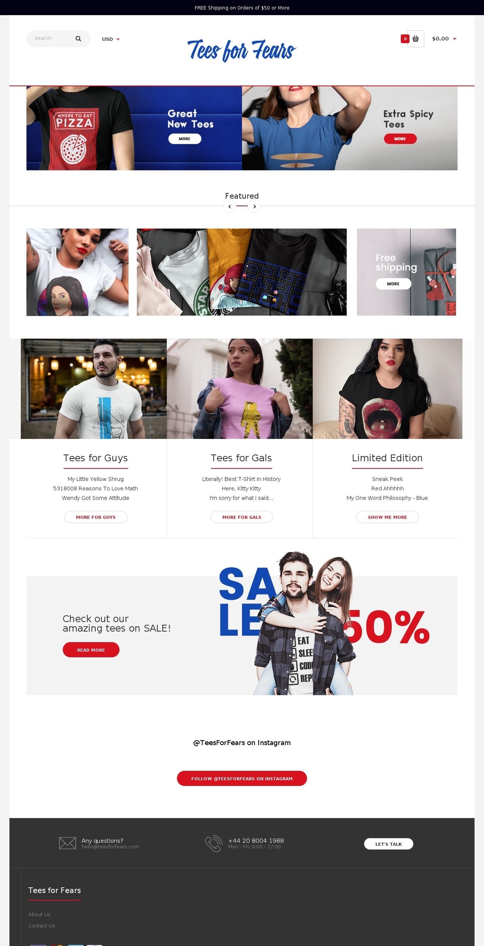 teesforfears.com — Shopify storefront screenshot