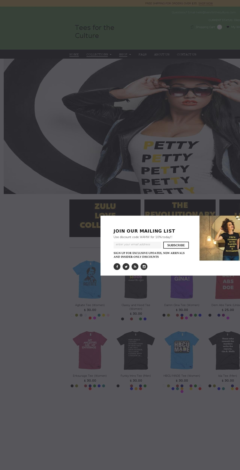 teesfortheculture.com — Shopify storefront screenshot
