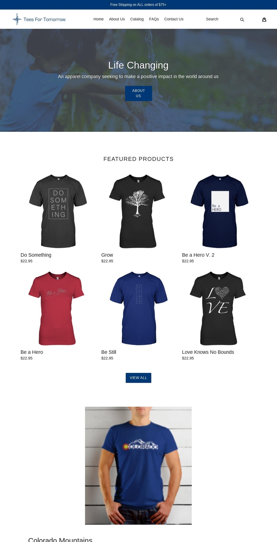 teesfortomorrow.com shopify website screenshot