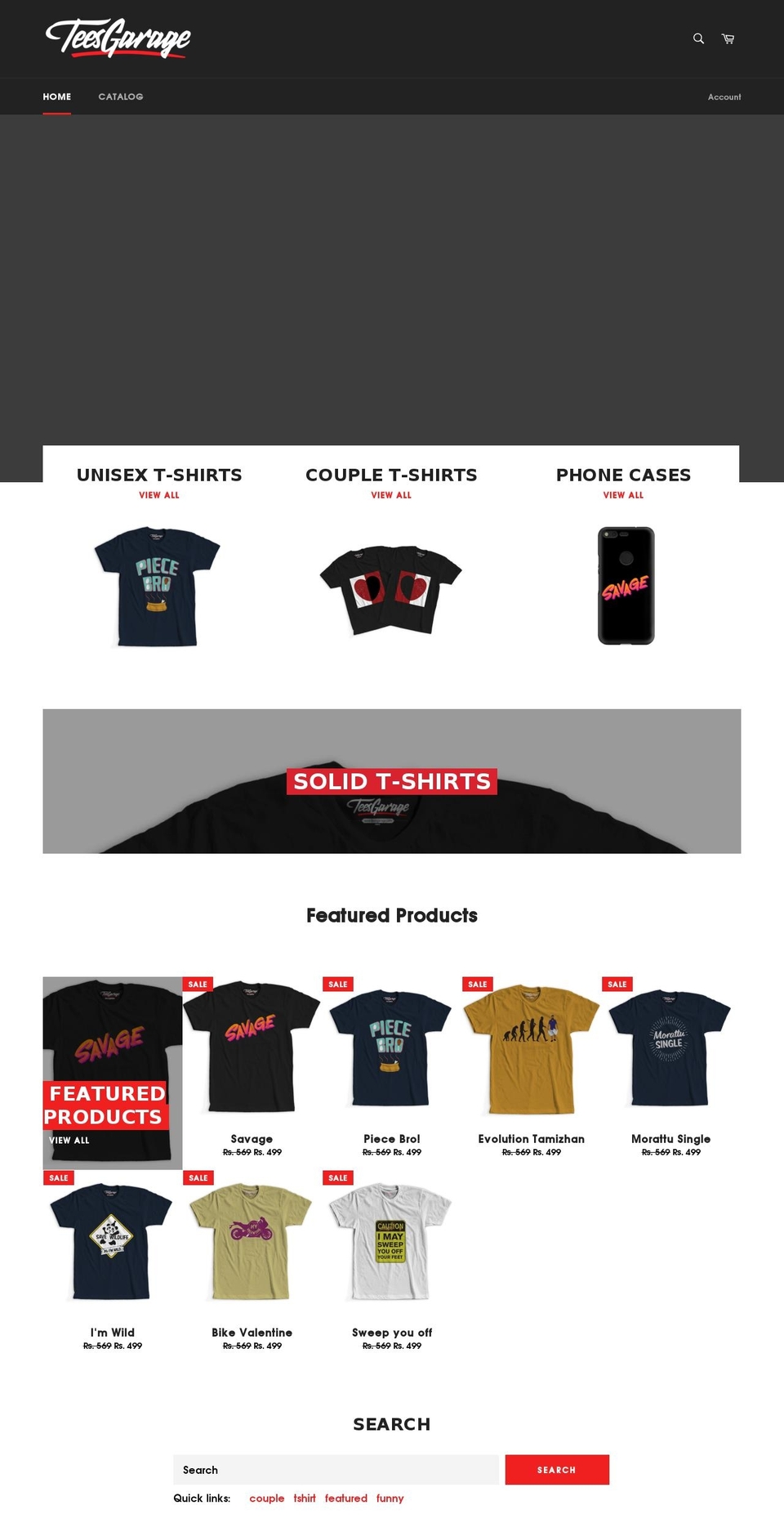 teesgarage.com — Shopify storefront screenshot