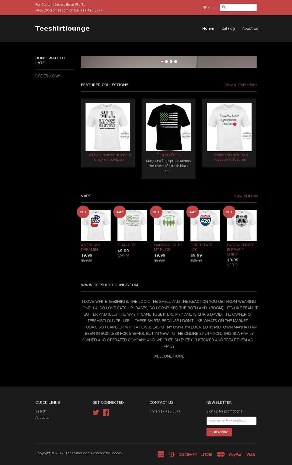 teeshirtlounge.com shopify website screenshot