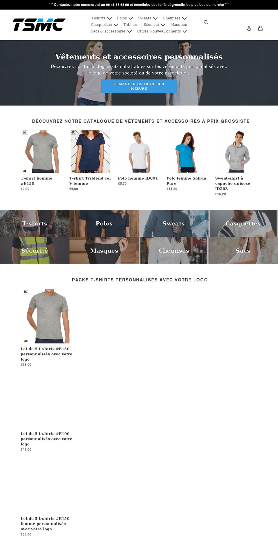 teeshirtmoinscher.com shopify website screenshot