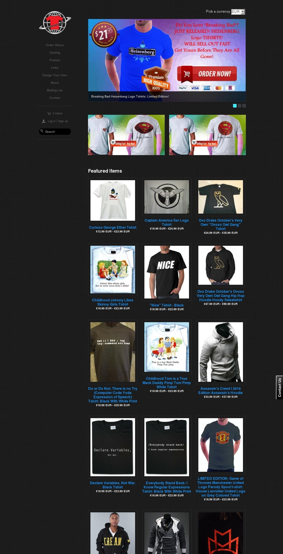 teeshirtnow.com shopify website screenshot