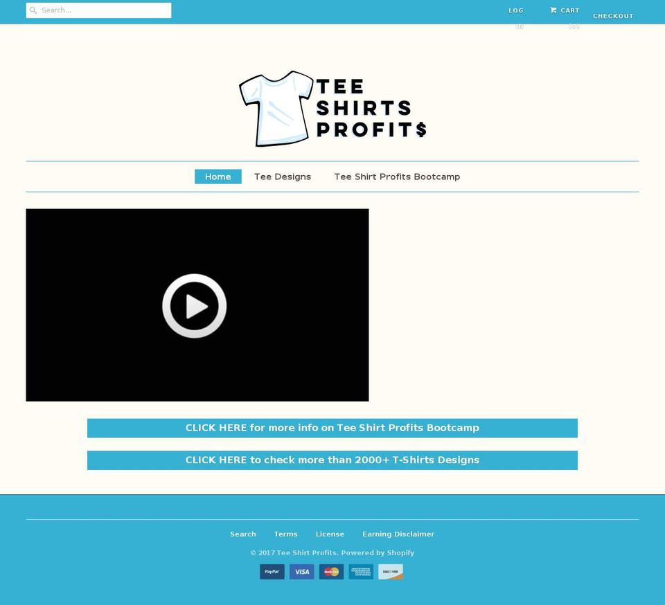 teeshirtprofits.com shopify website screenshot