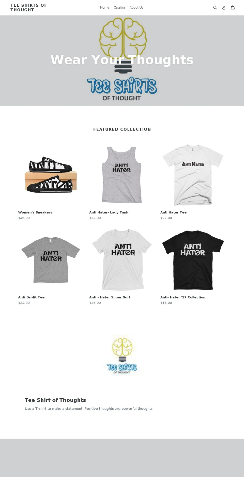 teeshirtsofthought.com — Shopify storefront screenshot