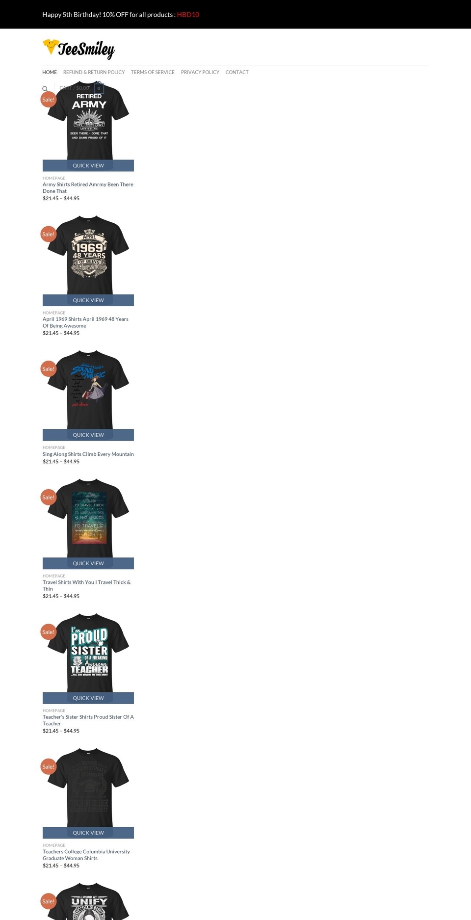 teesmiley.com — Shopify storefront screenshot