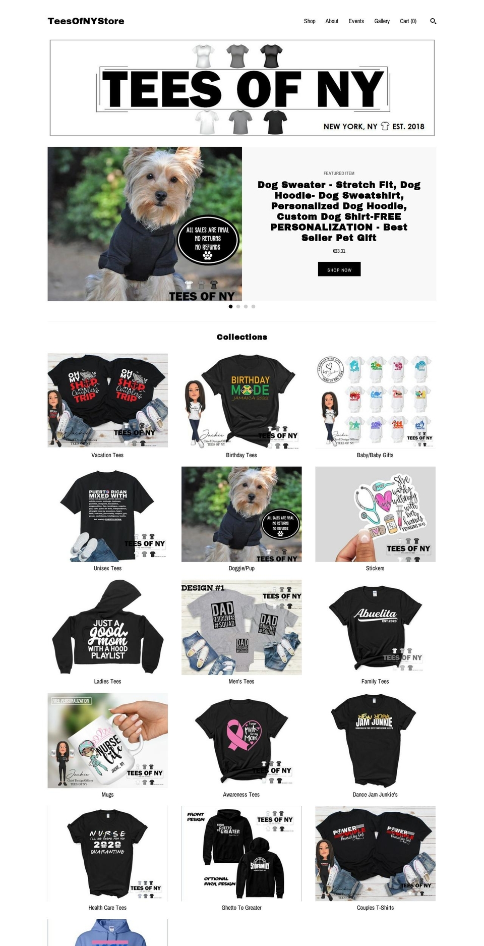 teesofny.com — Shopify storefront screenshot