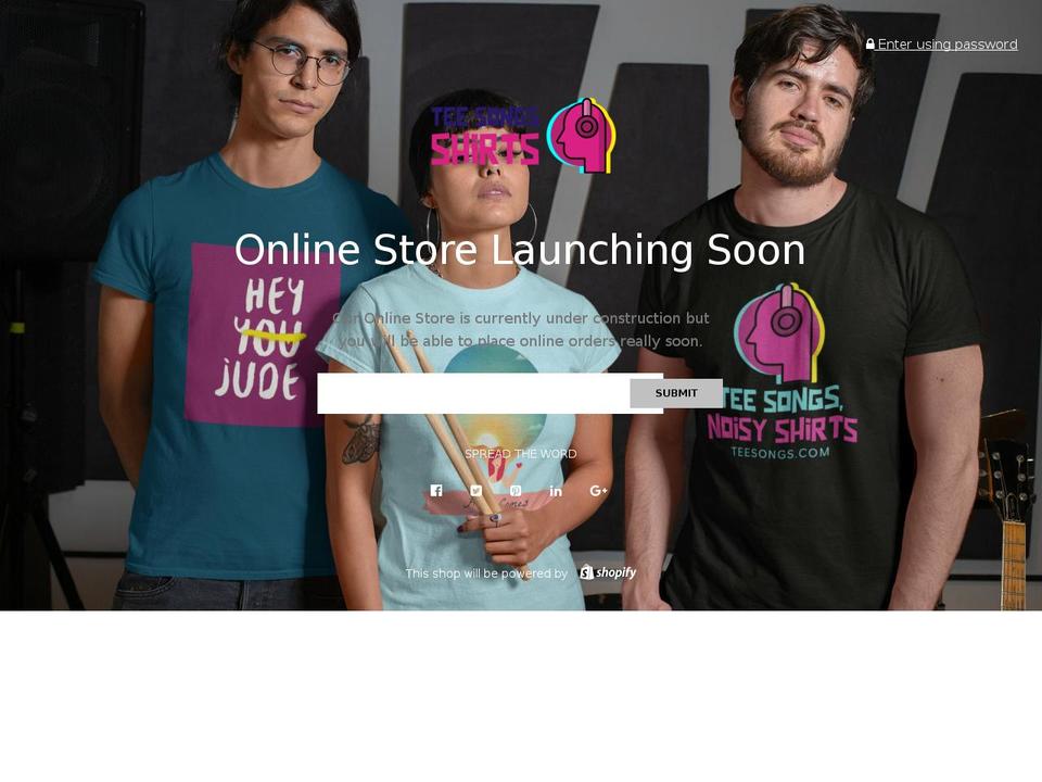 teesongs.com shopify website screenshot