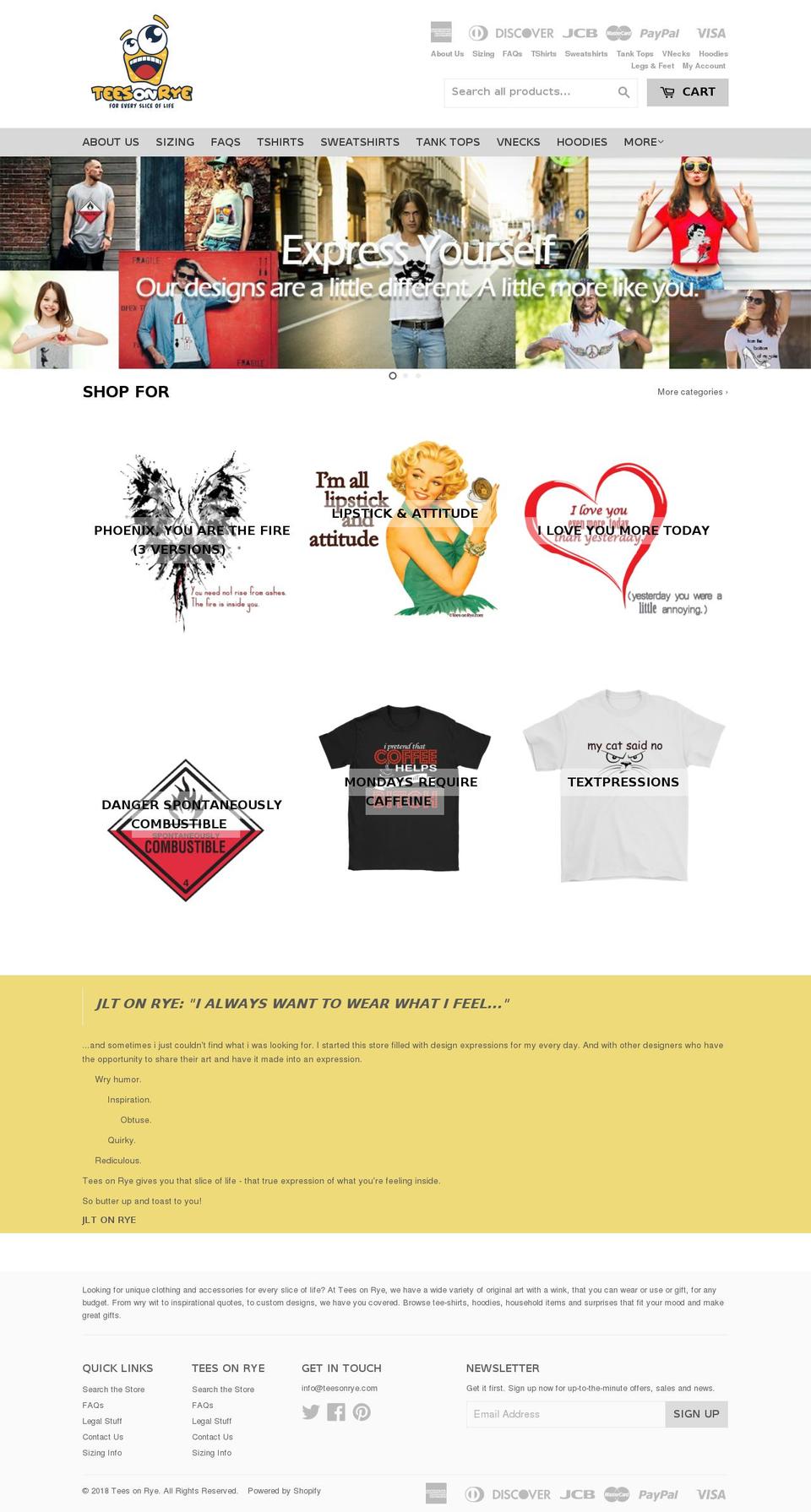 teesonrye.com shopify website screenshot