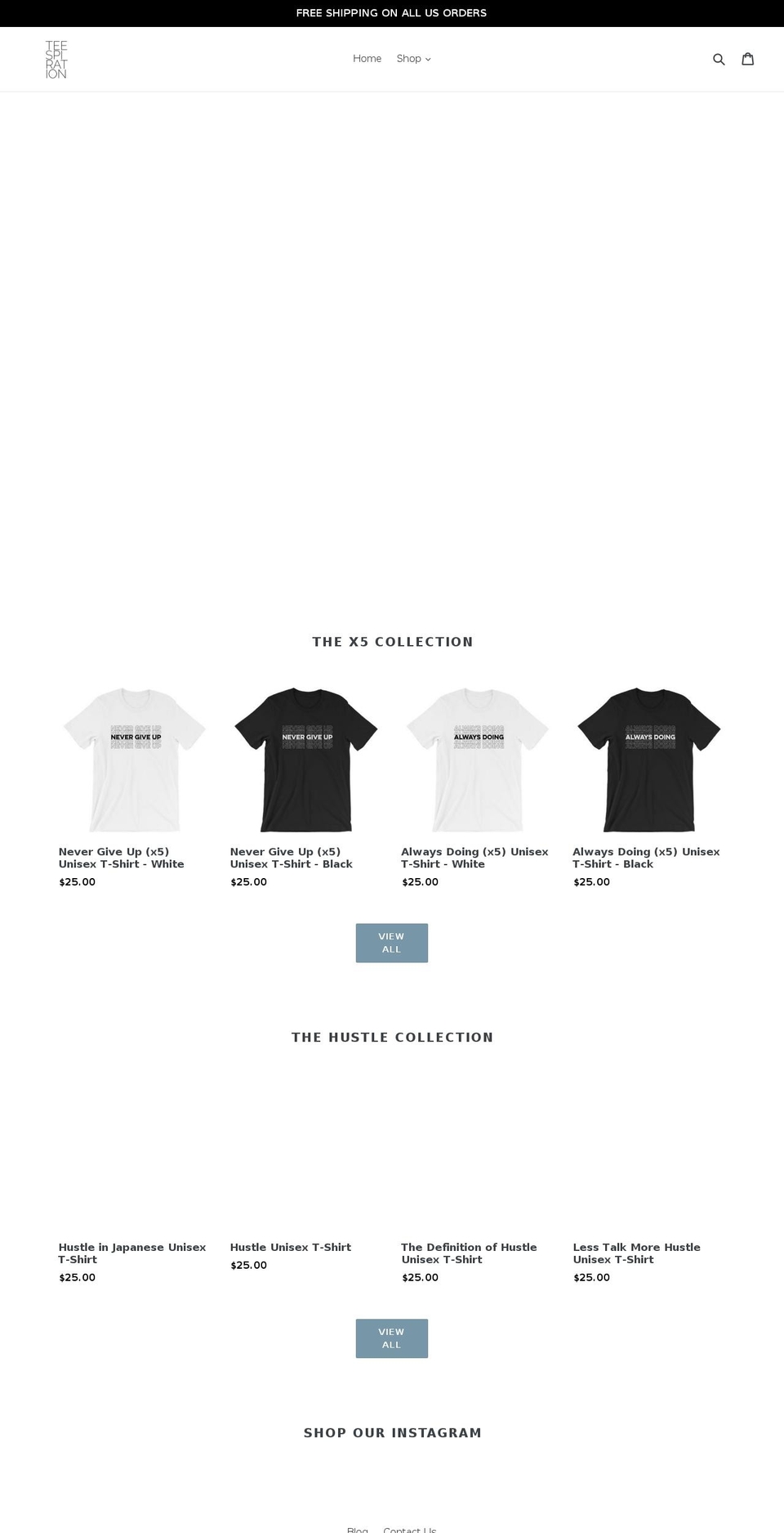 teespirationshop.com — Shopify storefront screenshot