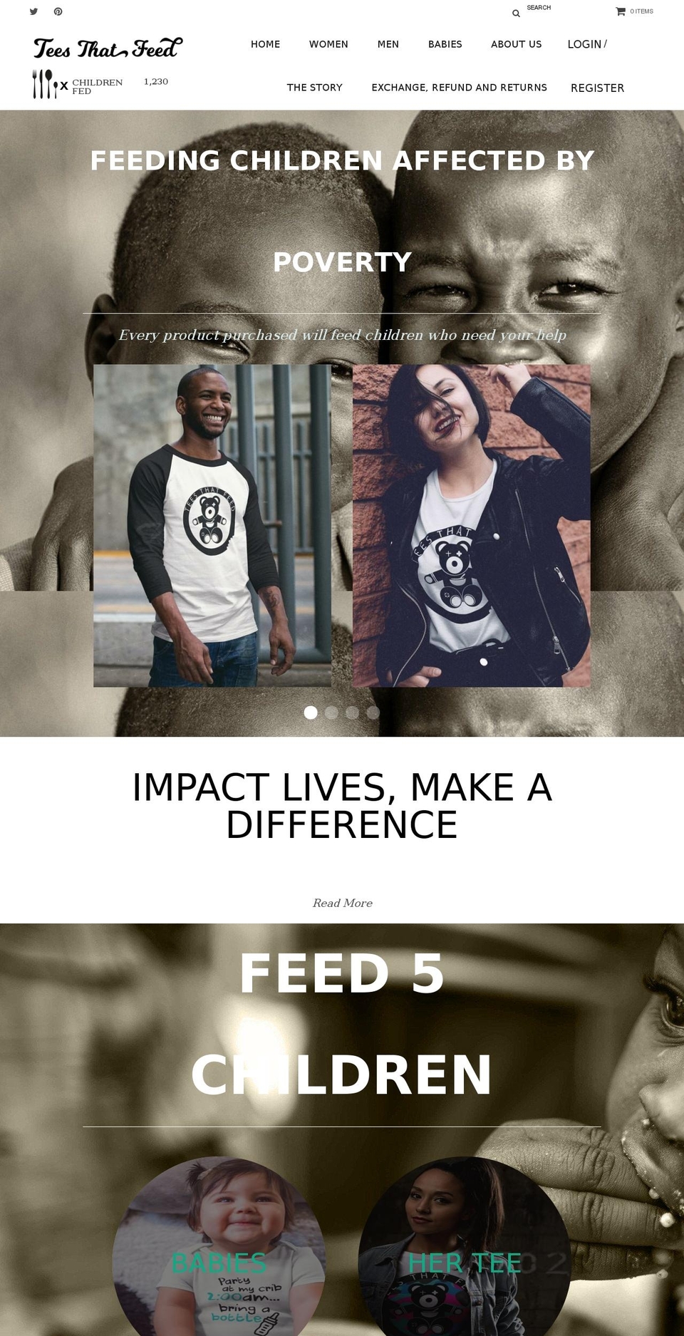teesthatfeed.com — Shopify storefront screenshot