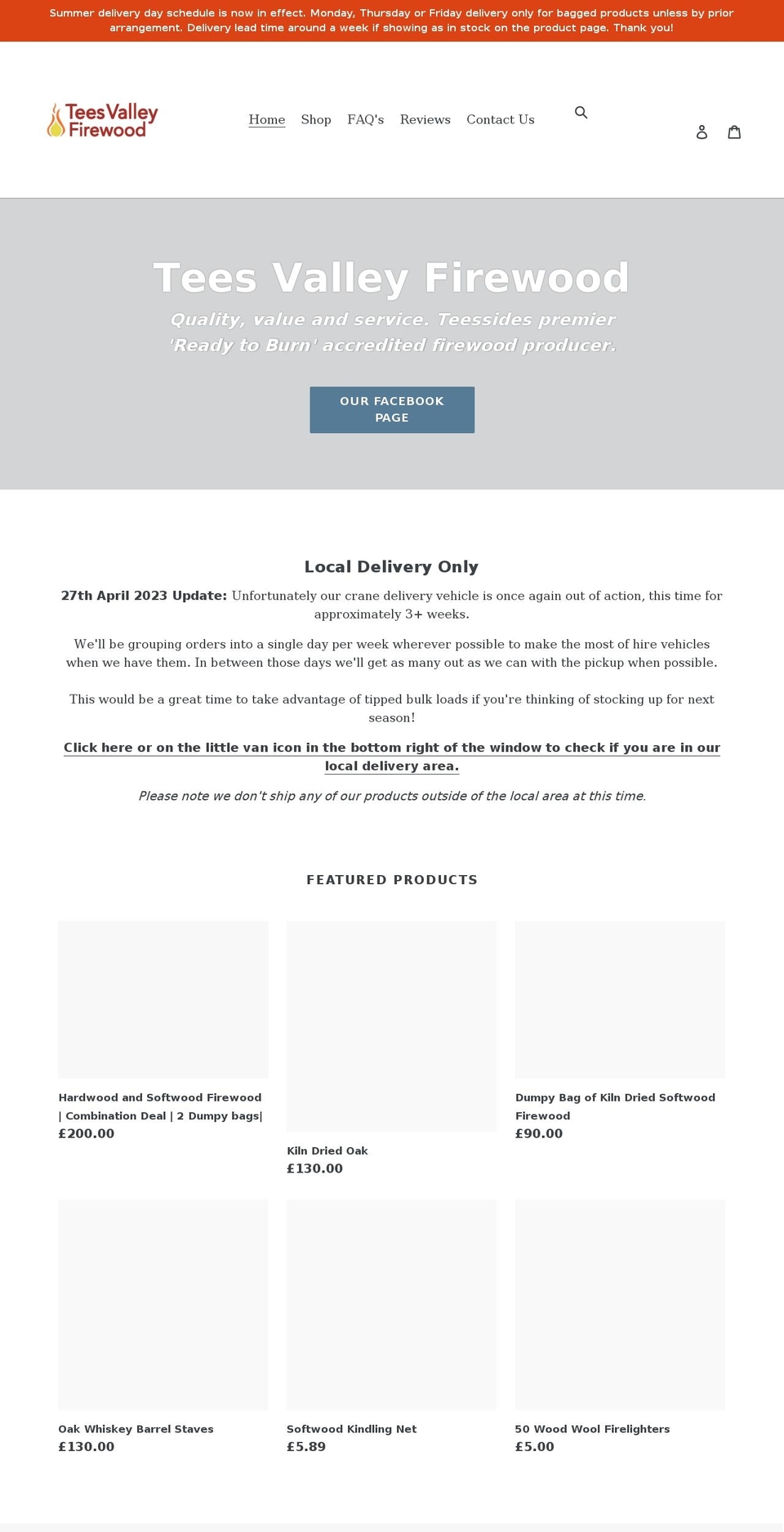 teesvalleyfirewood.co.uk shopify website screenshot
