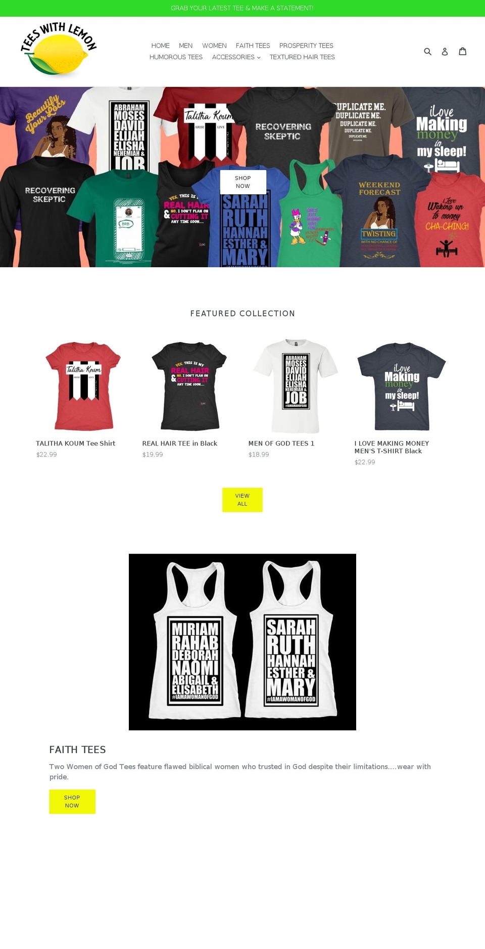 teeswithlemon.com — Shopify storefront screenshot