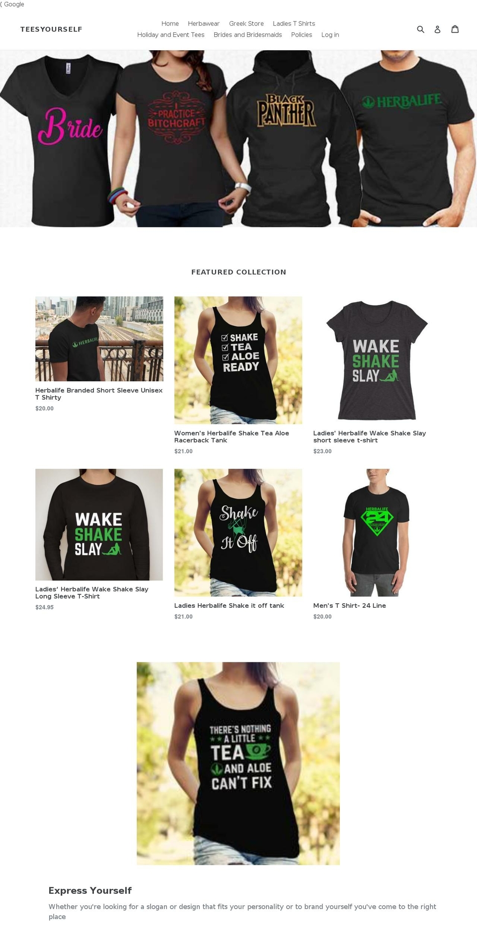 teesyourself.com — Shopify storefront screenshot